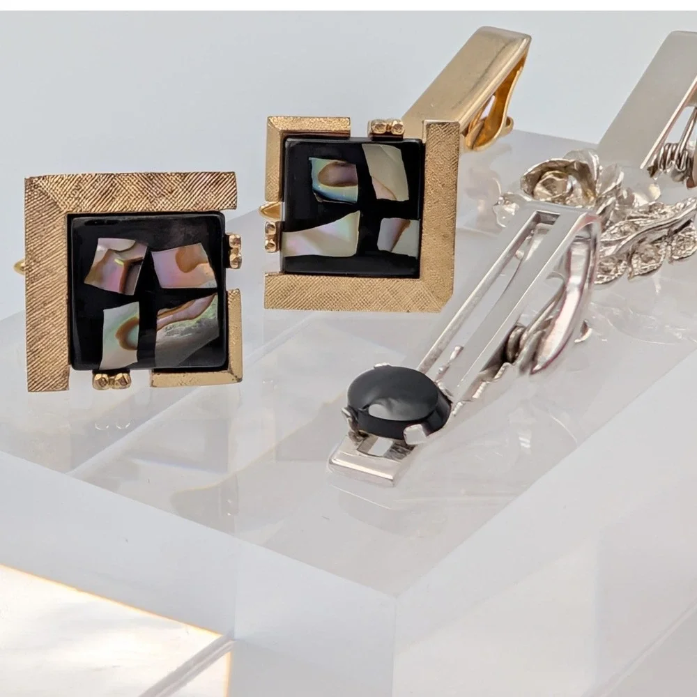 VTG Mens Jewelry Lot Cufflinks and Tie Clips Gold & Silver Tone